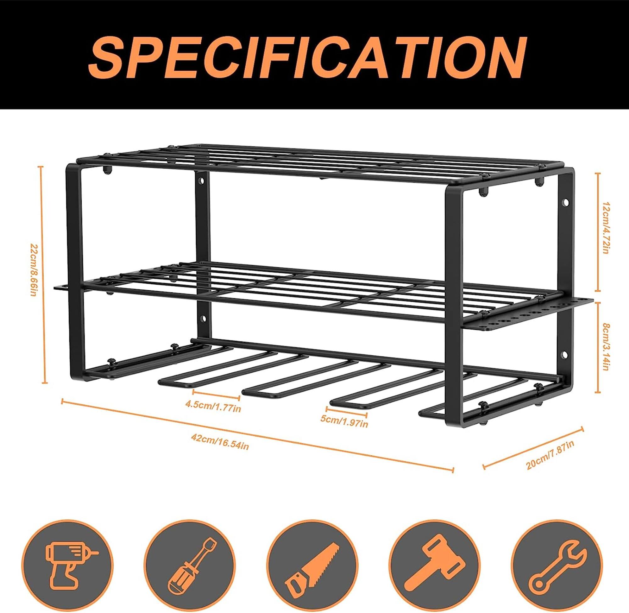 NEX™ 16.5" Black Wire Drill & Power Tool Wall Organizer